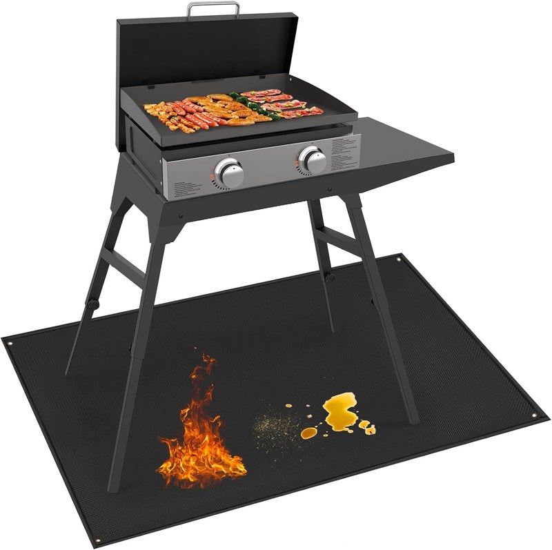 TOHONFOO 48 x 36in Under Grill Mat Compatible with Blackstone 17in & 22in Griddle with Stand - Fireproof Griddle Mat for Blackstone to Protect the Deck, Patio, Pavers - BBQ Mats Compatible with Outdoor Grill - Image 1